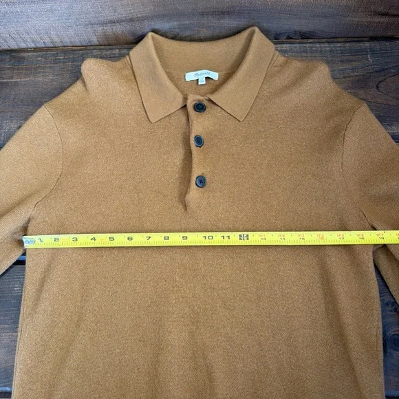 Madewell Men's Polo Sweater in Camel Brown - Picture 8 of 15
